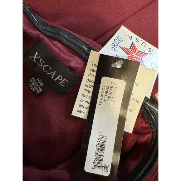 Xscape Formal Long Dress 14W Burdundy Party Gala Cruise Wedding Washable NEW - Picture 9 of 15